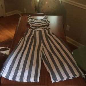 Striped linen jumpsuit